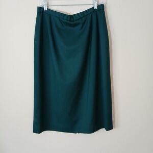 Vintage Pendleton Virgin Wool Pencil Skirt Solid Green Women's Size 14